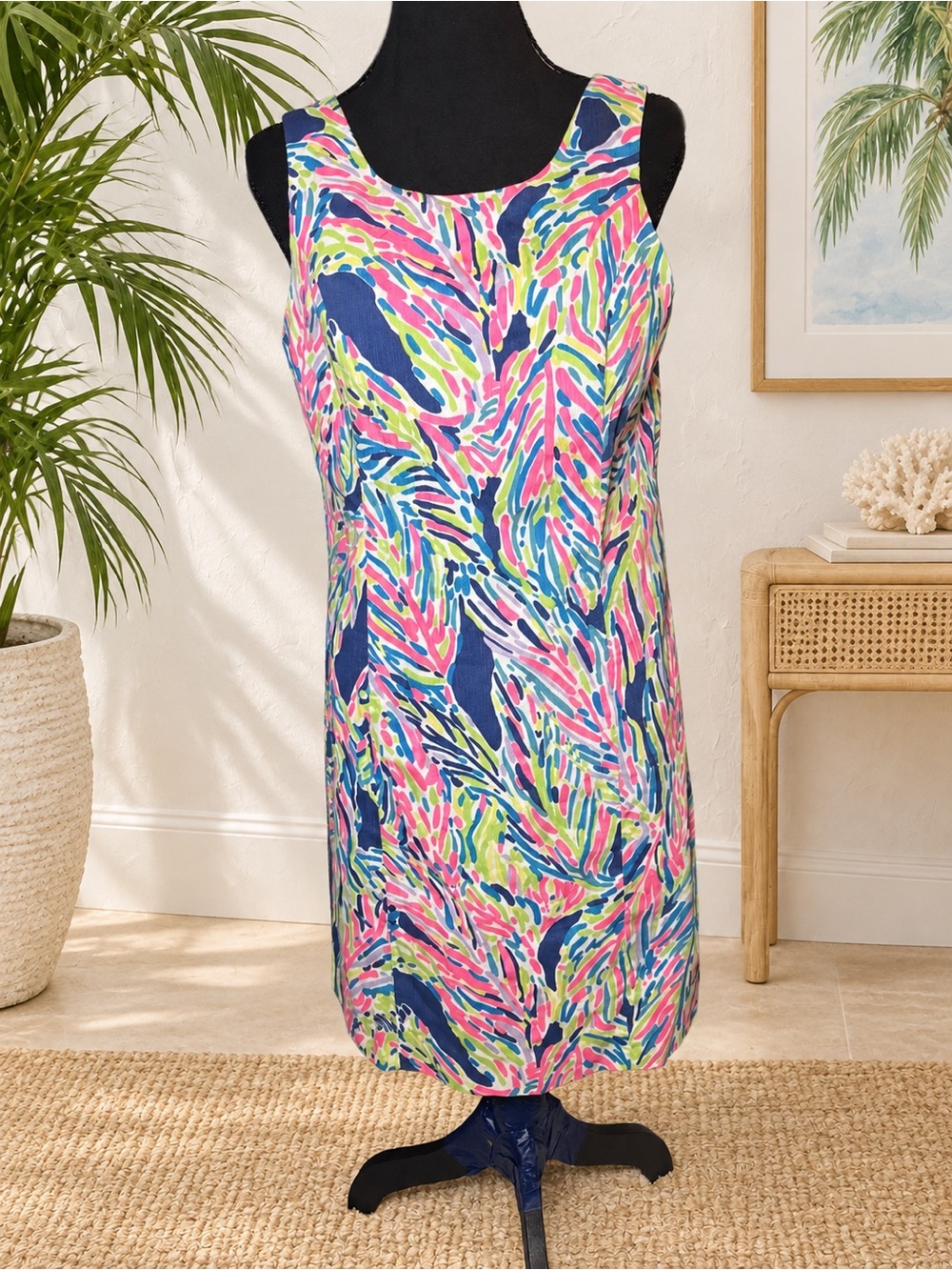 Lilly Pulitzer Cathy Shift Dress 8 Lilly’s Lagoon Coastal Resort Zip Front